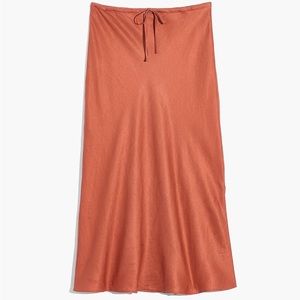Silk Rust Orange MIDI Skirt